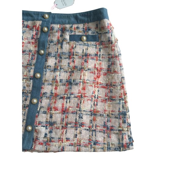 Nanette Lepore Blue and Red Tweed Mini Skirt - Picture 6 of 10